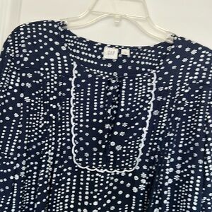 Gap Navy Blue & White Floral Blouse
